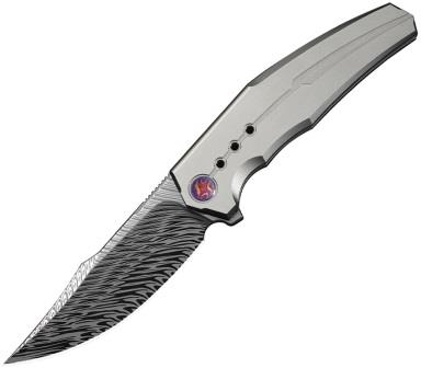 WE23086DS1 We Knife Co Ltd Kyklos Framelock Pocket Knife Damascus