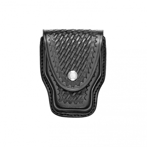 Aker Leather Handcuff Case Basket Weave Finish Chrome Hardware - A508-BW-CH 
