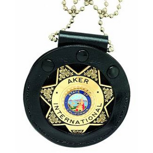 Aker Leather Neck Badge Holder Black - A599-BP 