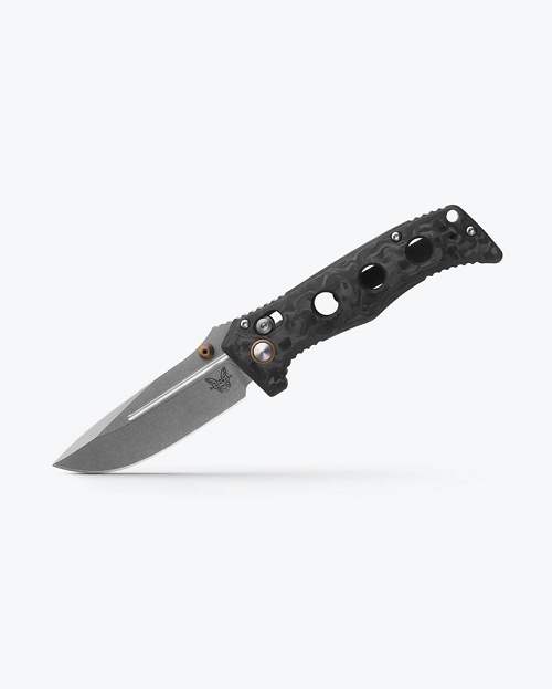 BM-273-03 Benchmade Mini Adamas Pocket Knife Marbled Carbon Fiber Drop Point 