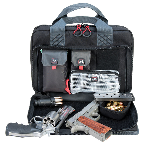 GPS Quad Pistol Range Bag with Mag Storage & Dump Cup Black - GPS-1310PC 