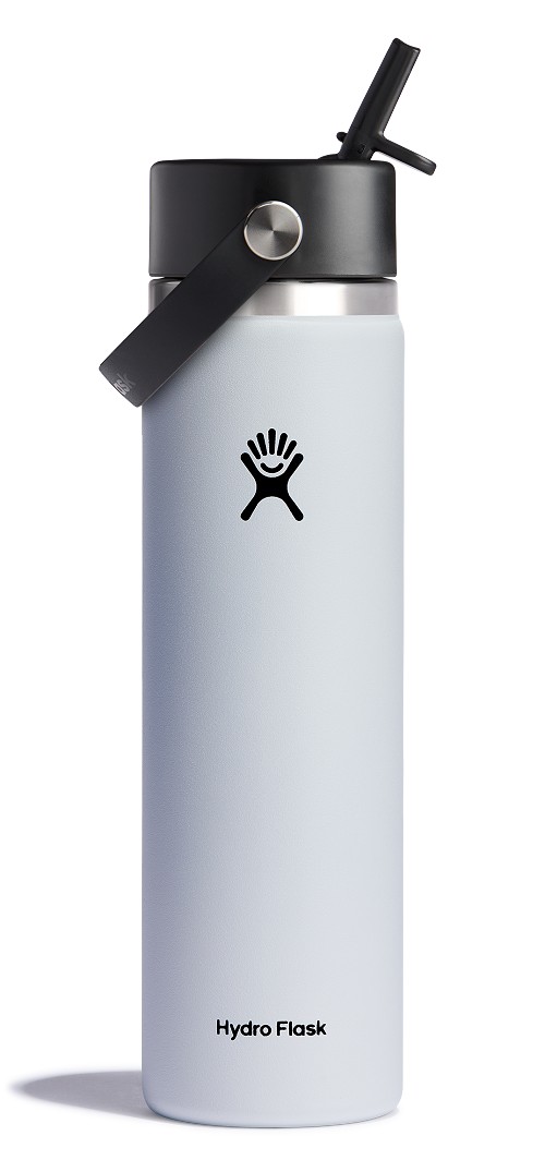 Hydro Flask Wide Mouth Insulated Water Bottle with Flex Straw Cap 24 Ounce White - HDF-W24BFS110 