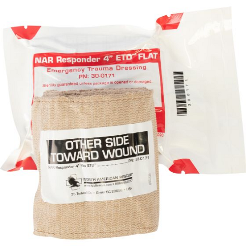 North American Rescue Responder Emergency Trauma Dressing - 4 Inch Flat - NAR-30-0171 