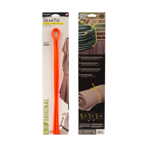 Nite-Ize Gear Tie Reusable Rubber Twist Tie Bright Orange 32 Inch 2 Pack - NIGT32-2PK-31 