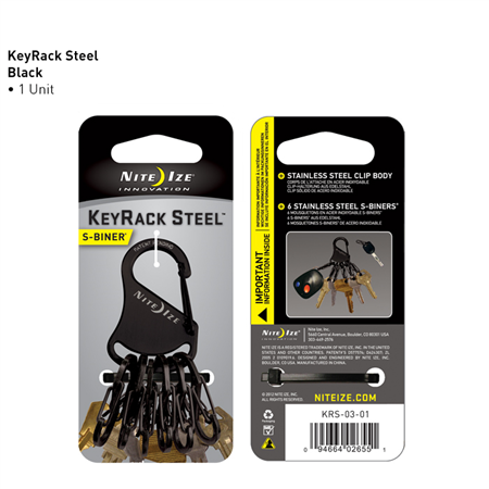 Nite-Ize KeyRack Steel S-Biner Black - NIKRS-03-01 