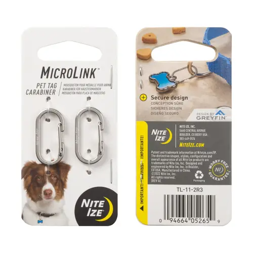 Nite-Ize Microlink Pet Tag Carabiner - 2 Pack - NITL-11-2R3 