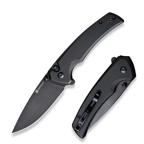 SN-S21022B-1 SENCUT Serene Flipper Folding Pocket Knife Aluminum Handle Black 