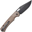 ATZ1867PBBN Artisan Revel Button Lock Pocket Knife Brown FRN 