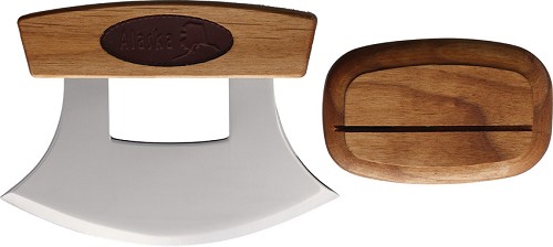 B Merry Birchwood Handle with Leather Inlay Ulu - BMRUBL26 