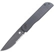 Cobratec Prowler Button Lock Pocket Knife Drop Point Black Partially Serrated - CBTPLRBKBDS 
