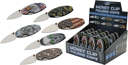 Rite Edge Money Clip Linerlock Pocket Knife 24 Piece Display - CN211577 