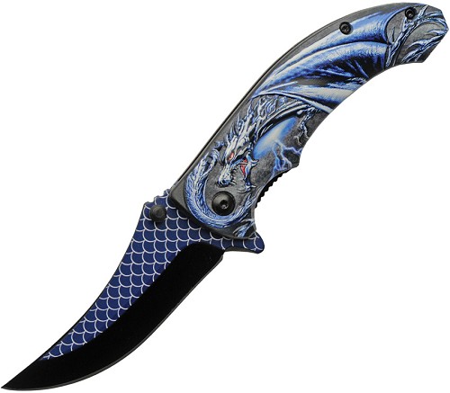 Rite Edge Dragon Scale Linerlock Pocket Knife Spring Assisted - CN300551BL 