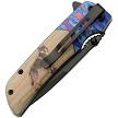 CN300564WF Rite Edge Voodoo Linerlock Pocket Knife Spring Assisted Wolf 