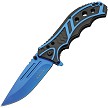 Rite Edge Caution Linerlock Pocket Knife Spring Assisted Blue - CN300585BL 