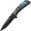 Rite Edge Reaper Linerlock Pocket Knife Spring Assisted Blue - CN300589BL 