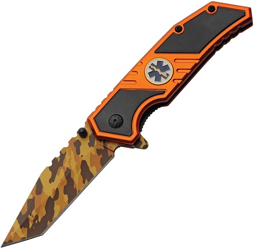 Rite Edge EMS Camo Linerlock Pocket Knife Spring Assisted - CN300598EM 