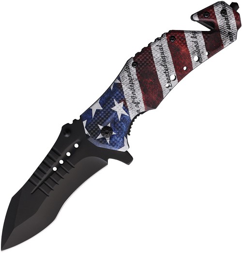 Rite Edge 5 Inch USA Flag Linerlock Pocket Knife Spring Assisted - CN300599US 