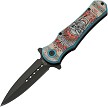 Rite Edge Headdress Linerlock Pocket Knife Spring Assisted Skull - CN300603SK 
