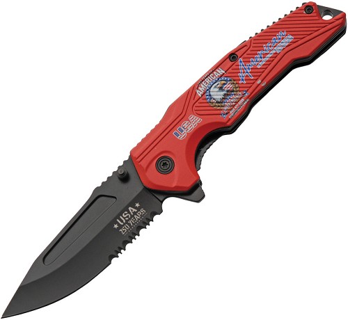 Rite Edge 250th Anniversary Linerlock Pocket Knife Spring Assisted Opening Red - CN300615RD 