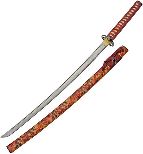 Flaming Skull Katana Sword - CN926993 