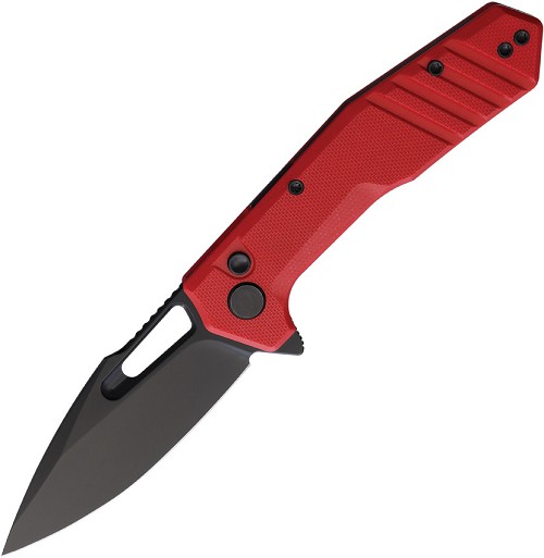 Critical Strike Rowdy Button Lock Pocket Knife Red G10 - CRSB508RDBF 