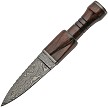 Damascus Steel Sgian Dubh Dagger with Wood Sheath - DM1171 