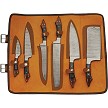 Damascus Set-6 Piece Chef Knives with Roll - DM1378 