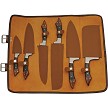 DM1378 Damascus Set-6 Piece Chef Knives with Roll 