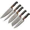 Damascus 5 Piece Kitchen Knife Hammered Roll Set - DM1393 