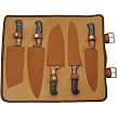 DM1393 Damascus 5 Piece Kitchen Knife Hammered Roll Set 