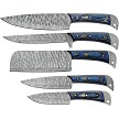 DM1397 Damascus Umbra River Kitchen Knife Set with Roll 