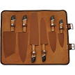 DM1398 Damascus Saddlewood Kitchen Knife Set with Roll 