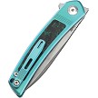 Dreamtech Button Lock Pocket Knife Titanium Carbon Fiber Teal - DTK4288BL 