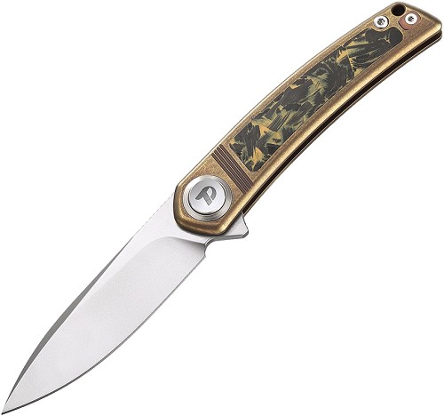 Dreamtech Button Lock Pocket Knife Titanium Carbon Fiber Bronze - DTK4288BR 
