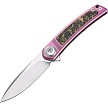 Dreamtech Button Lock Pocket Knife Titanium Carbon Fiber Pink - DTK4288P 