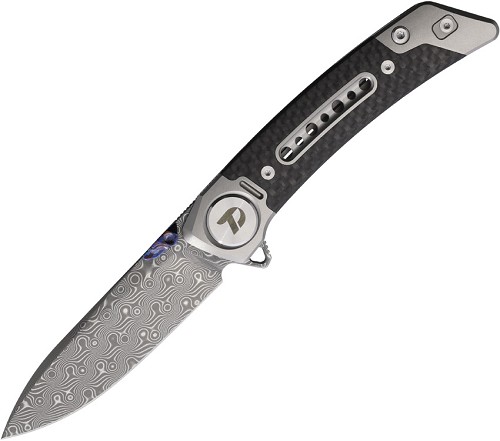 Dreamtech Framelock Pocket Knife Damascus Titanium Carbon Fiber - DTK9610TCD 