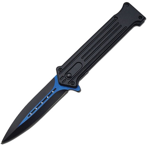 ElitEdge Spring Assisted Opening Dagger Linerlock Pocket Knife Blue - EE10970BL 