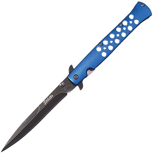 ElitEdge Linerlock Pocket Knife Spring Assisted Opening Blue - EE10A128BL 