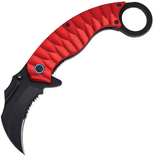 ElitEdge Spring Assisted Opening Karambit Linerlock Pocket Knife Red - EE10A130RD 