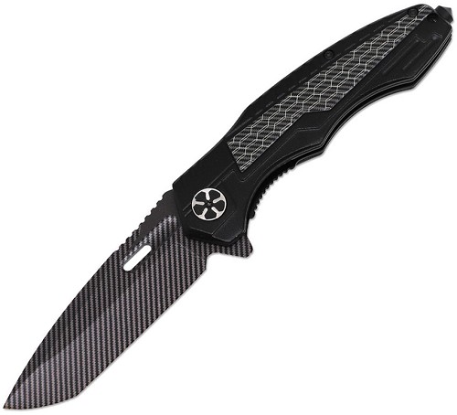 ElitEdge Linerlock Pocket Knife Spring Assisted Opening Black Carbon Fiber - EE10A135BK 