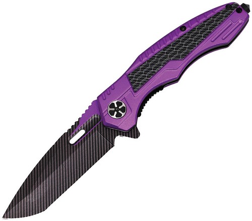 ElitEdge Linerlock Pocket Knife Spring Assisted Opening Purple Carbon Fiber - EE10A135PE 