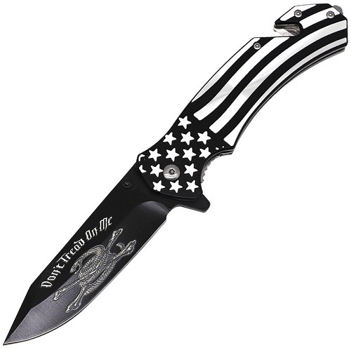 ElitEdge Rescue Linerlock Pocket Knife Spring Assisted Opening Dont Tread On Me - EE10A144DTB 