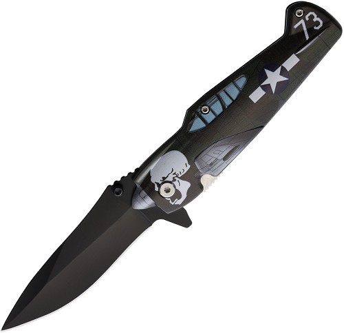 ElitEdge Fighter Plane Linerlock Pocket Knife Spring Assisted - EE10A85SKGN 