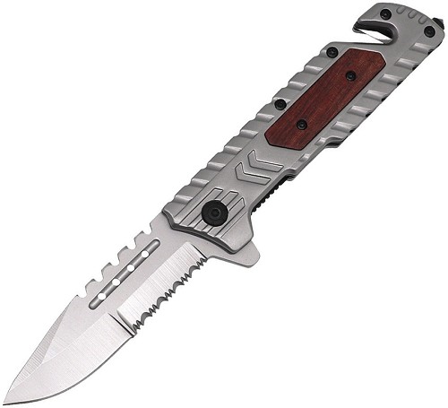 ElitEdge Rescue Linerlock Pocket Knife Silver - EE10B031LGYW 
