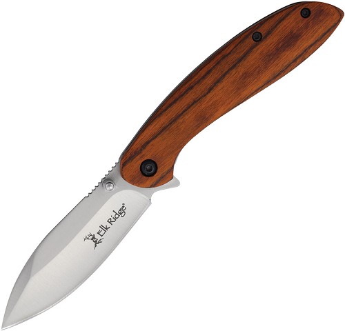 Elk Ridge Linerlock Pocket Knife Brown Wood - ER2031BN 