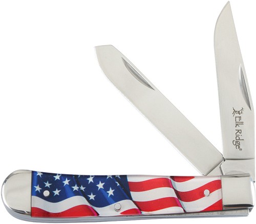 Elk Ridge Trapper Pocket Knife Flag - ER42452AF 