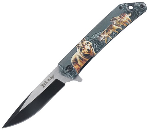 Elk Ridge Wildlife Linerlock Pocket Knife A/O Wolf - ERA2001WF 