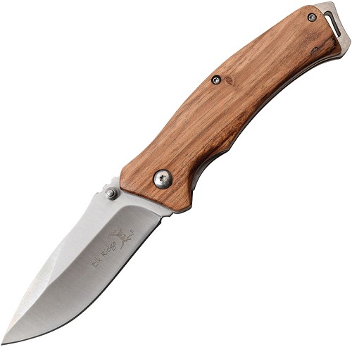 Elk Ridge Linerlock Pocket Knife Zebrawood - ERA936ZW 