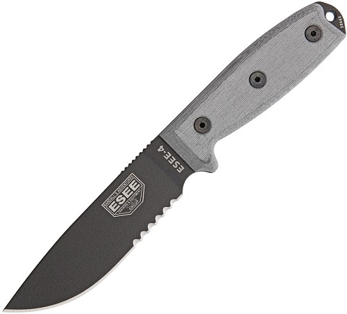Esee Model 4 Knife Stainless Serrated - ES4SMBB 