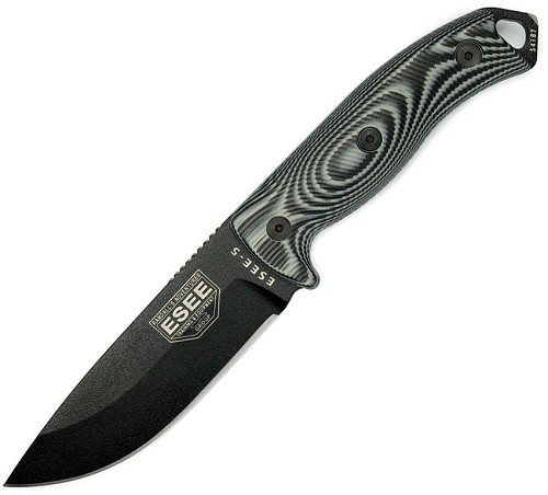 ESEE Model 5 3D Fixed Blade Knife Black - ES5PB002 